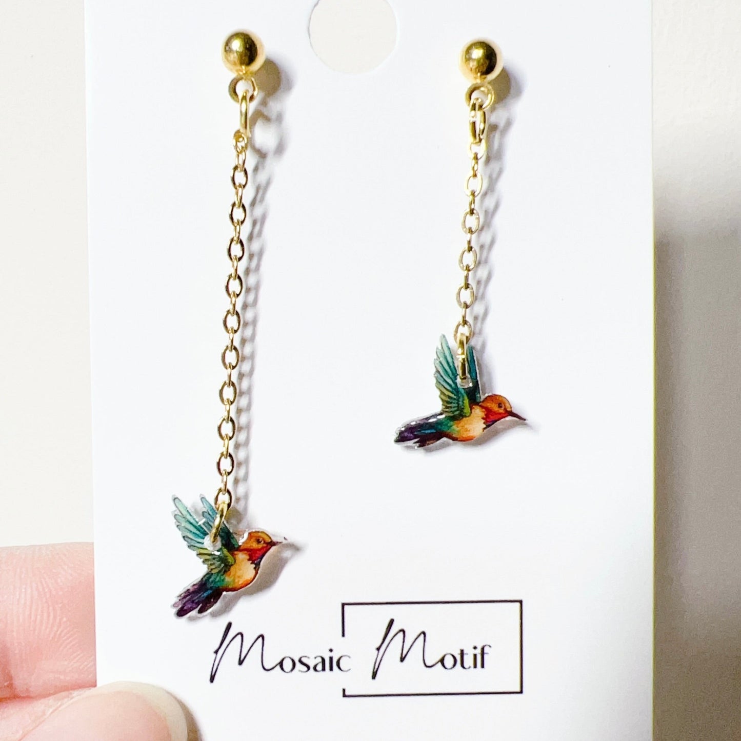 Hummingbird earrings (stud, dangle, thread)