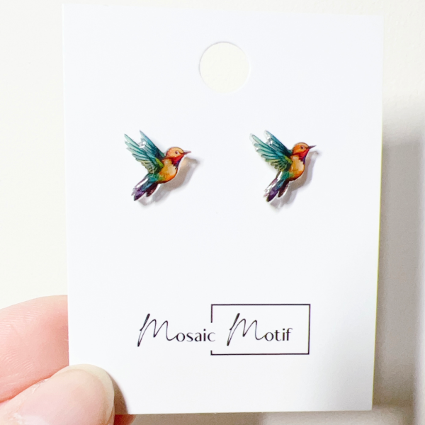 Hummingbird earrings (stud, dangle, thread)