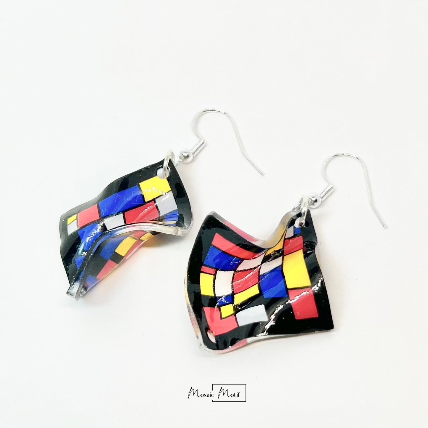 (💠Made to order) Handkerchief earrings - Mondrian Geometric