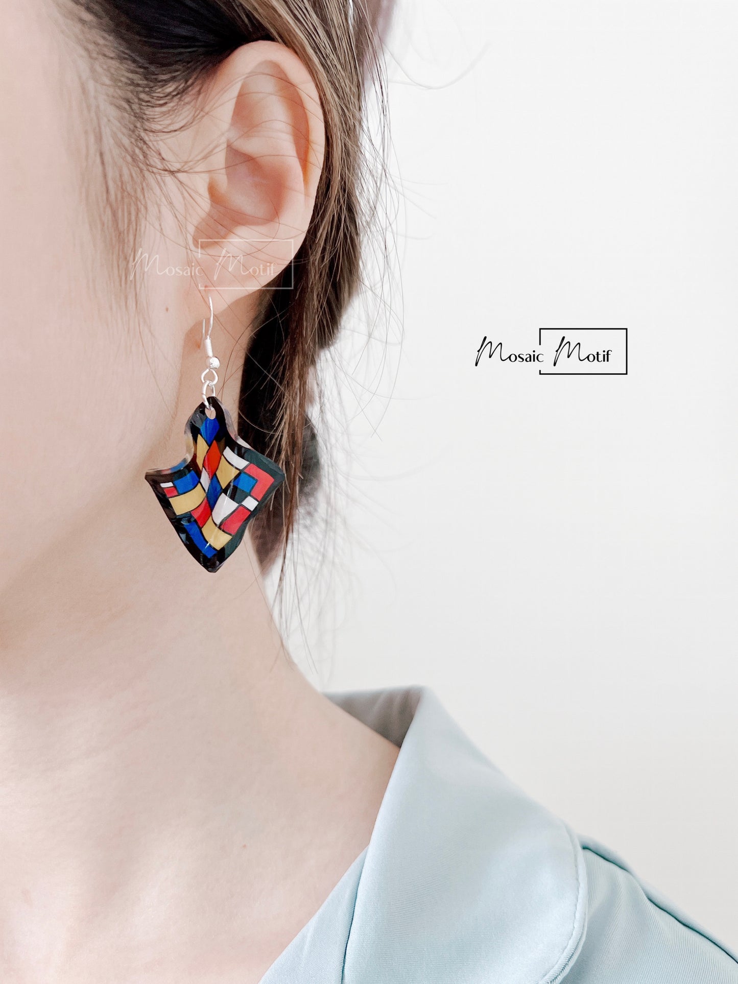 (💠Made to order) Handkerchief earrings - Mondrian Geometric