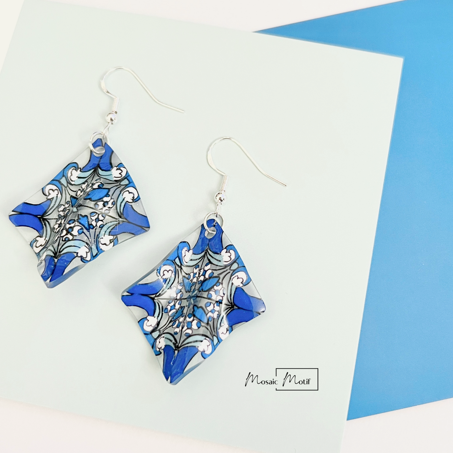 (💠Made to order) Handkerchief earrings - Geometric Vintage Vibe Pattern