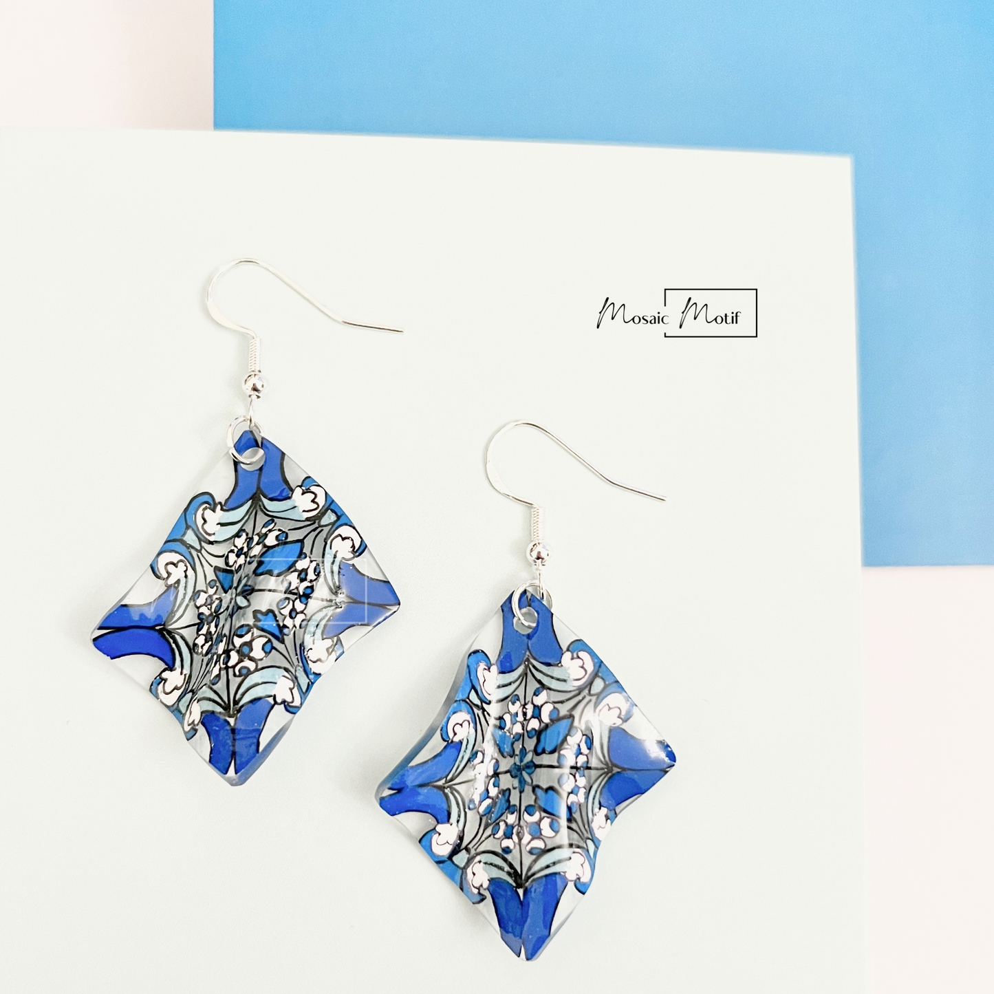 (💠Made to order) Handkerchief earrings - Geometric Vintage Vibe Pattern