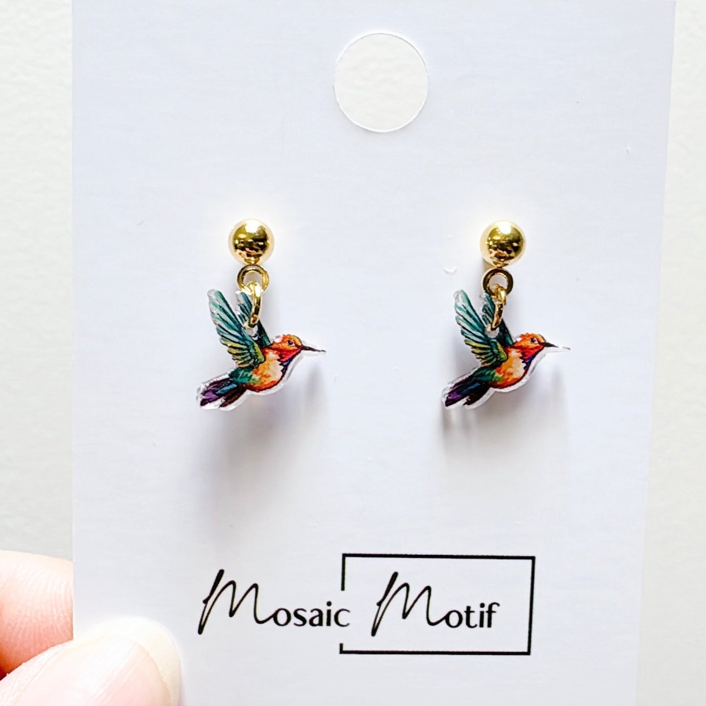 Hummingbird earrings (stud, dangle, thread)