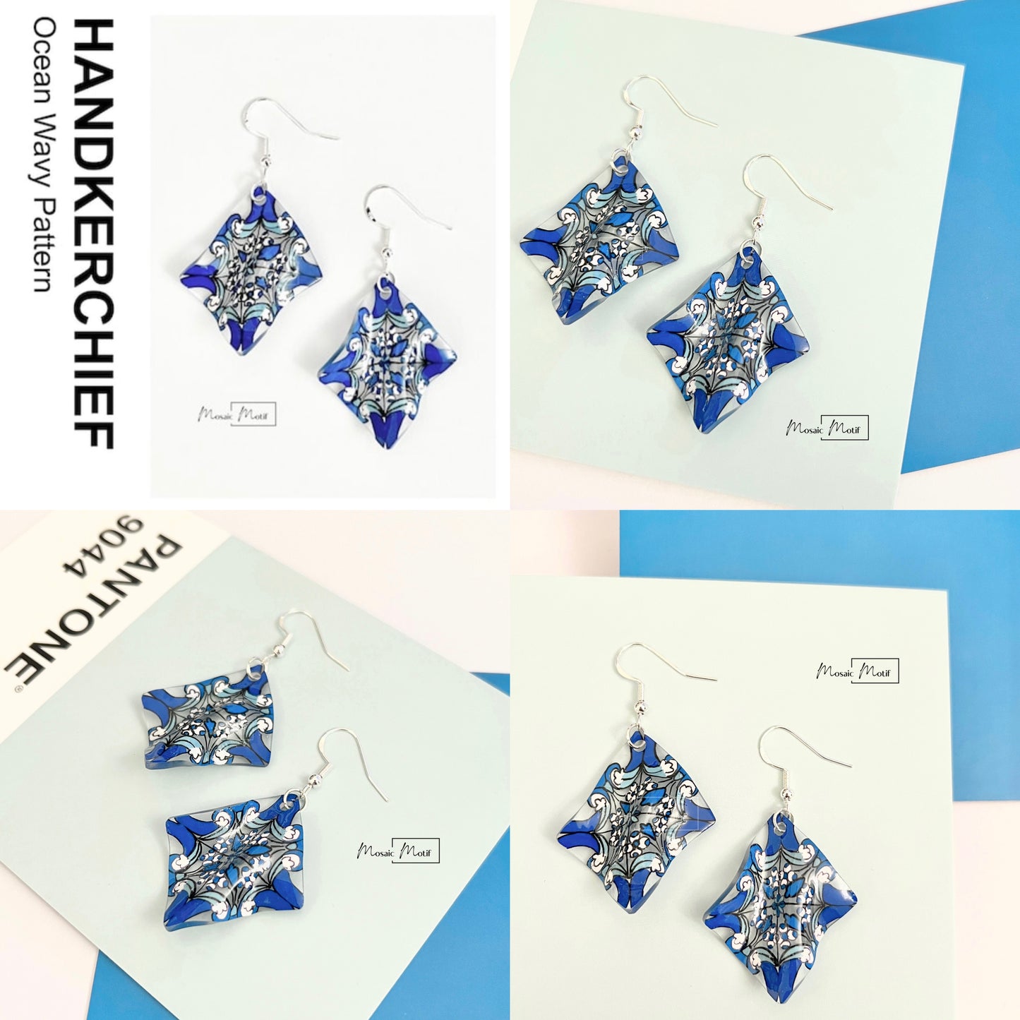 (💠Made to order) Handkerchief earrings - Geometric Vintage Vibe Pattern