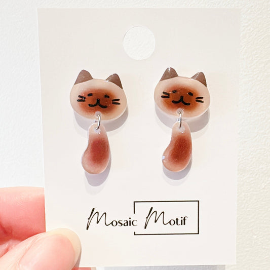 (🐾) Earrings stud - Cat dangle (multiple colours)