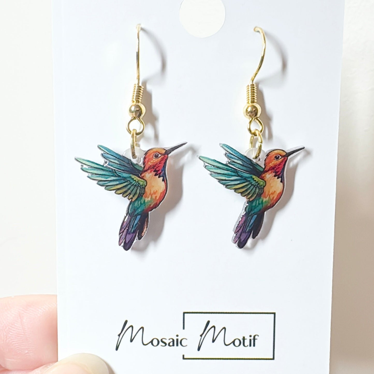 Hummingbird earrings (stud, dangle, thread)